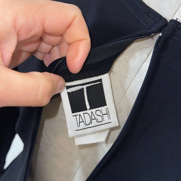 Tadashi Vintage Bodycon Dress Size Small Long Sleeves Side Slits Deadstock New - Picture 6 of 14